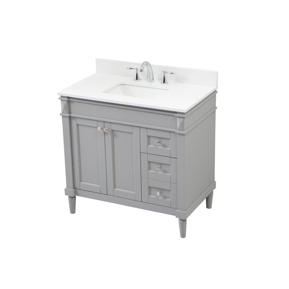 36 inch Single bathroom vanity in grey with backsplash. Picture 8
