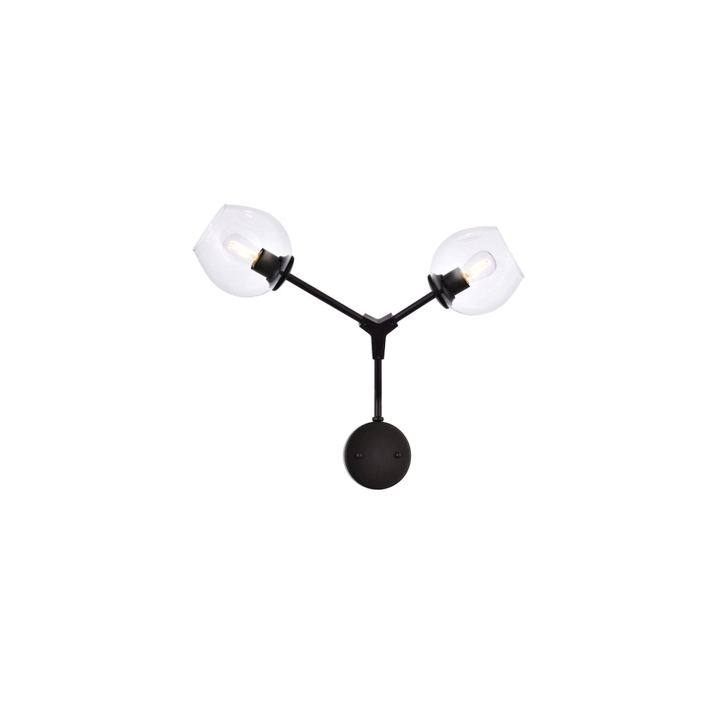 Cavoli 2 Lights Black Wall Sconce. Picture 1