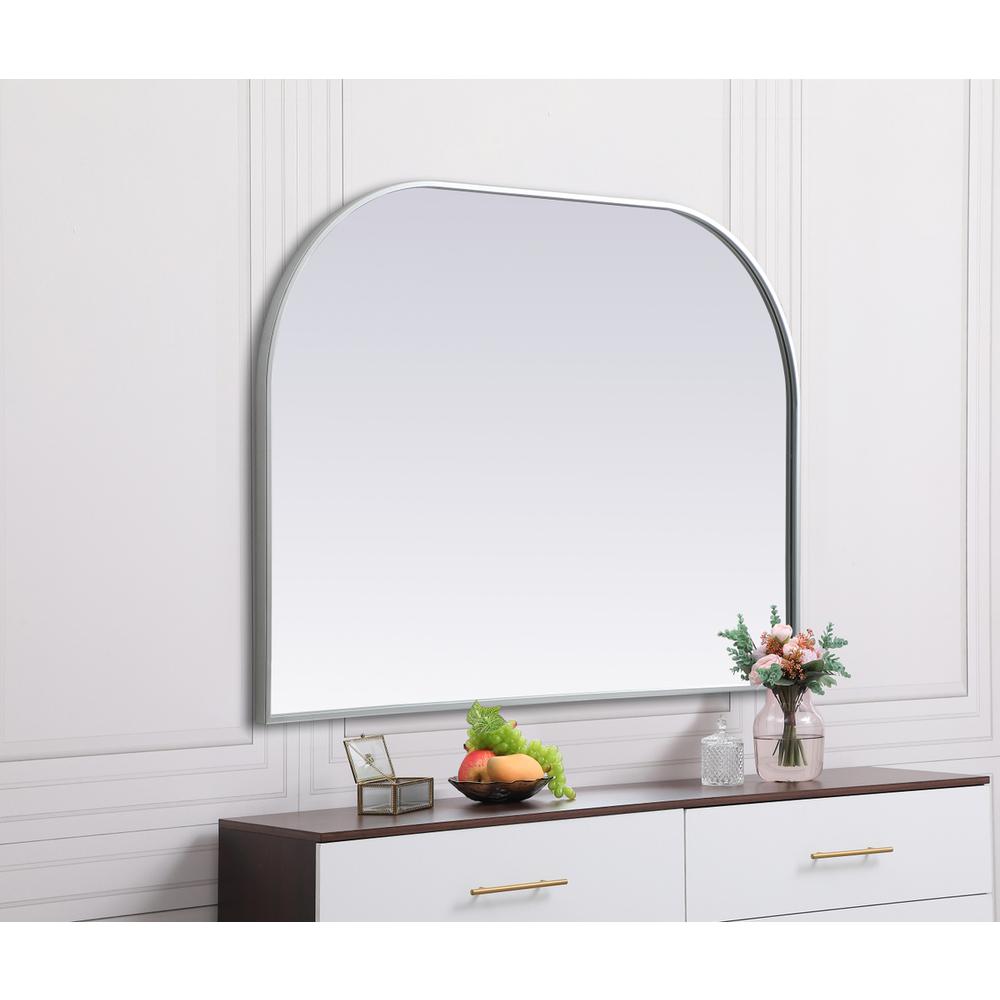 Metal Frame Arch Mirror 42x30 Inch in Silver. Picture 4