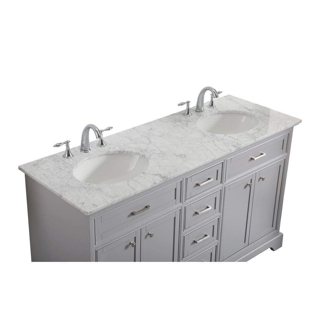 60 In. Double Bathroom Vanity Set In Light Grey. Picture 7