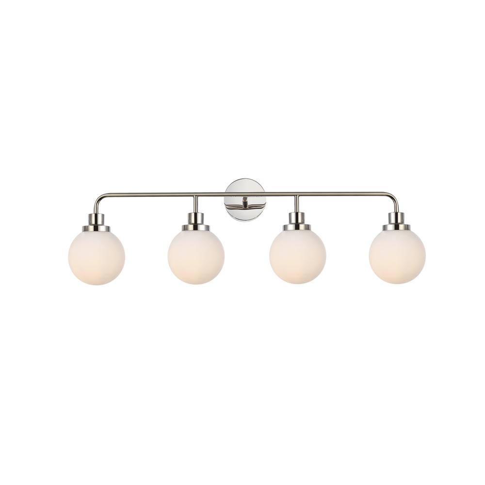 Hanson 4 lights bath sconce in polished nickel with frosted shade. Picture 1