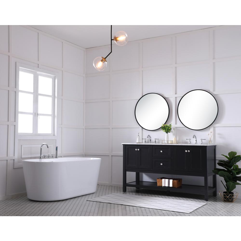 60 in. double sink bathroom vanity set in Black. Picture 8