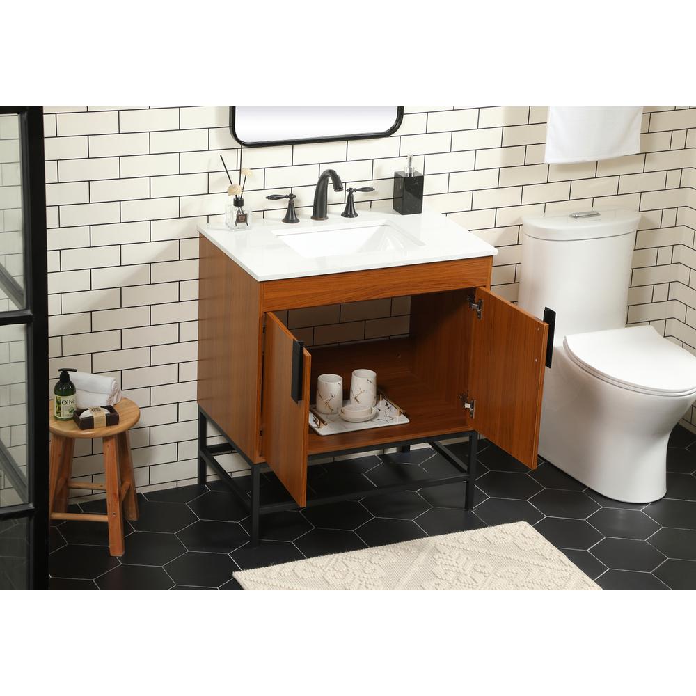 30 inch Single bathroom vanity in teak. Picture 3