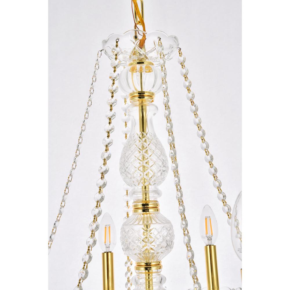 Verona 6 light Gold Chandelier Clear Royal Cut Crystal. Picture 5
