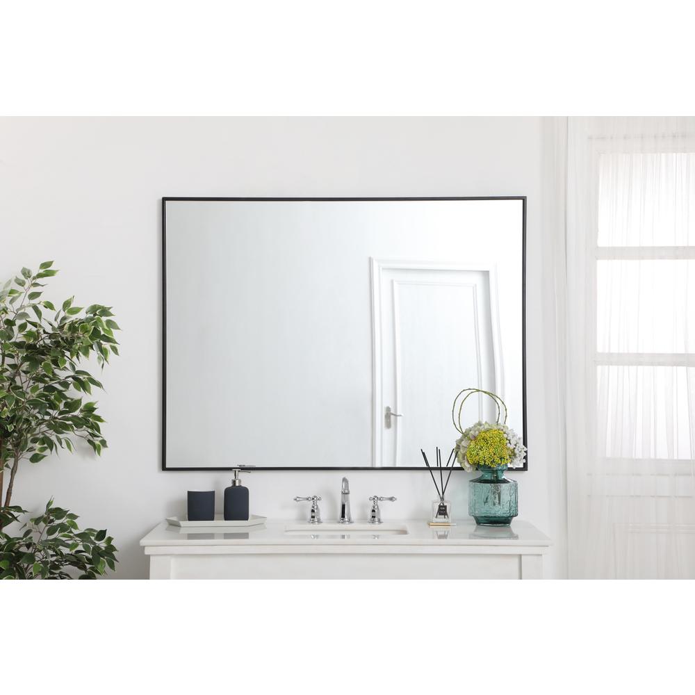 Metal frame rectangle mirror 36 inch in Black. Picture 5