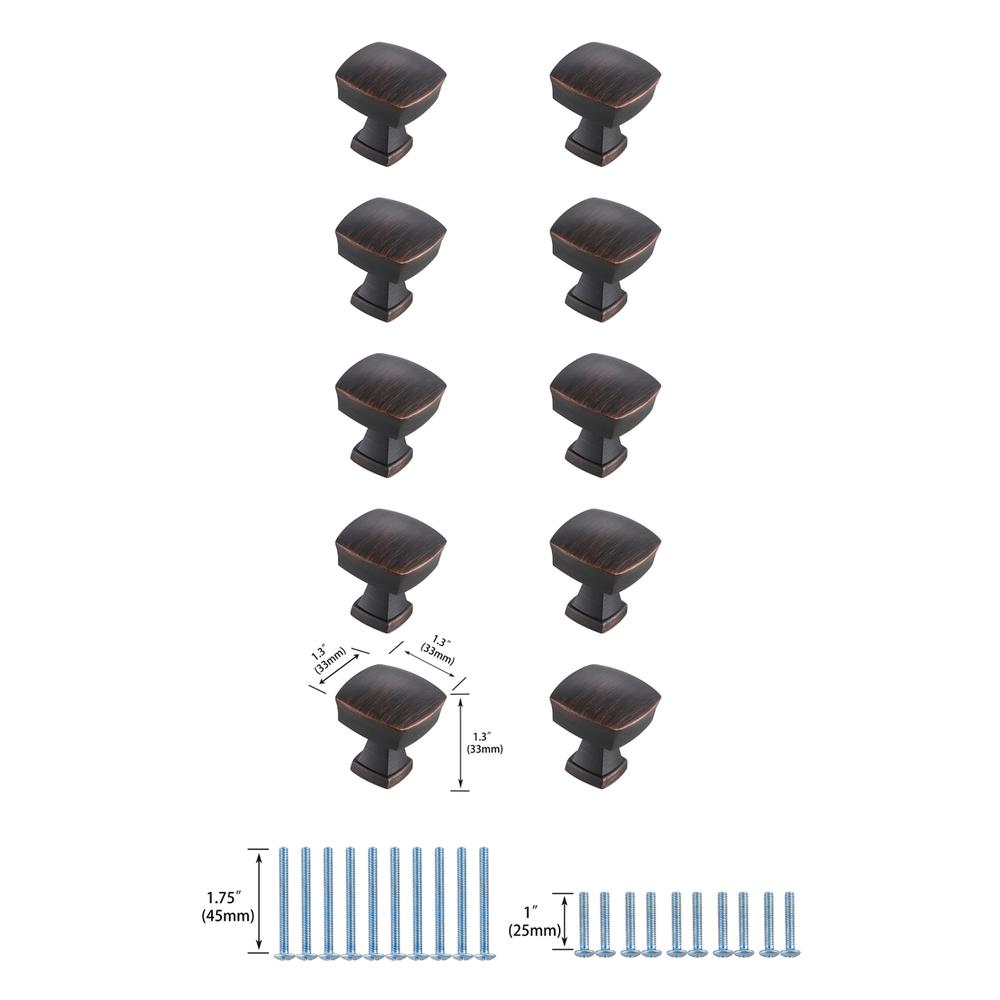 Irvin 1.3" Oil-rubbed Bronze Square Knob Multipack (Set of 10). Picture 5
