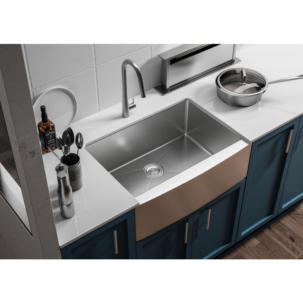 Stainless Steel farmhouse kitchen sink L30'' x W21'' x H10". Picture 3