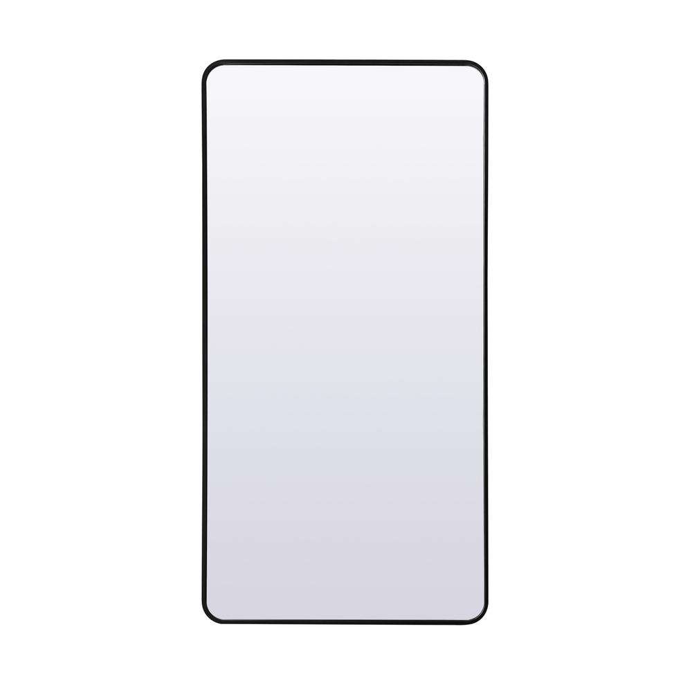 Soft Corner Metal Rectangle Full Length Mirror 30x60 Inch in Black. Picture 1