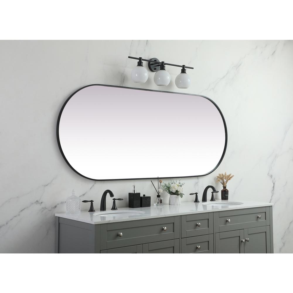 Metal Frame Oval Mirror 30x72 Inch in Black. Picture 4