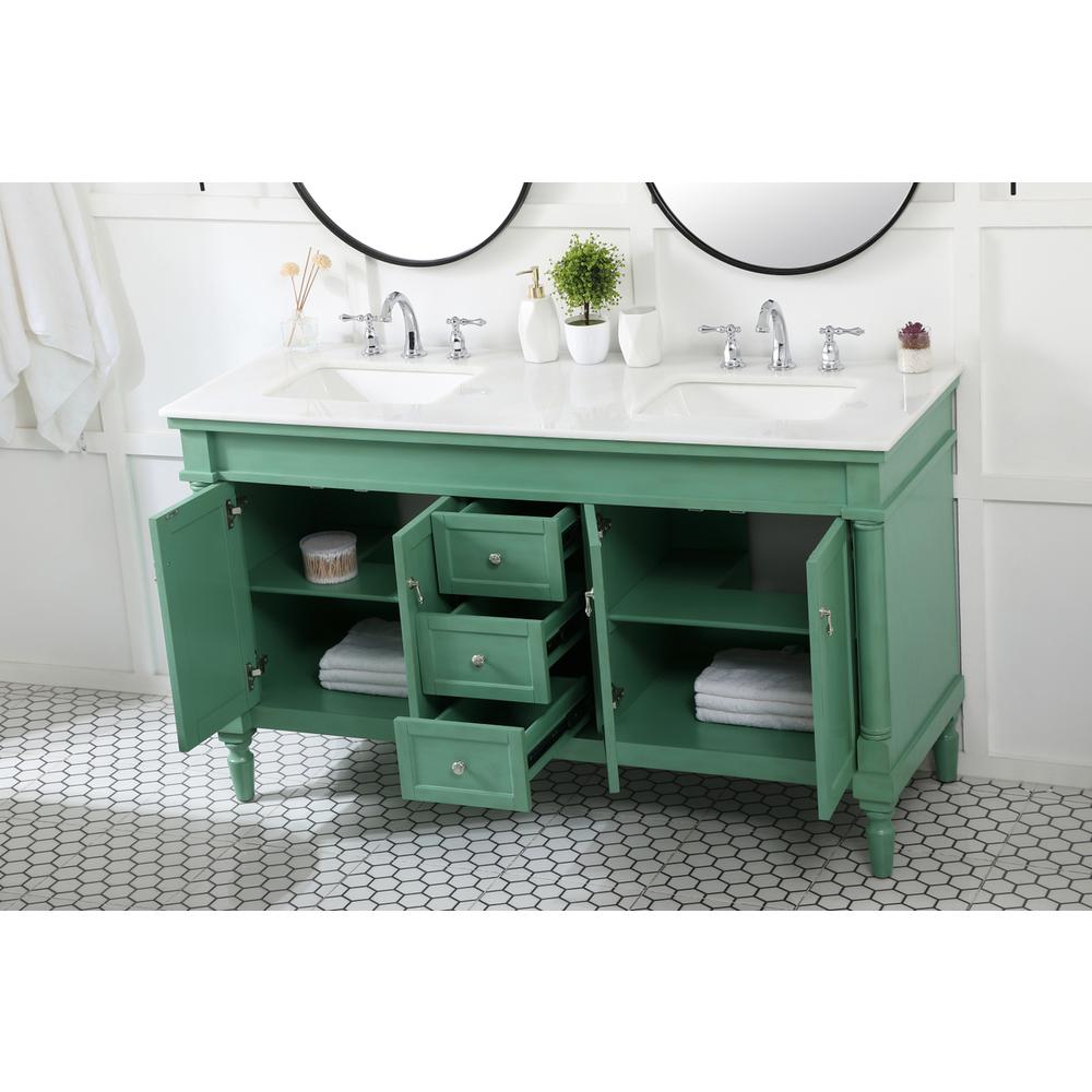 60 inch double bathroom vanity in vintage mint. Picture 3