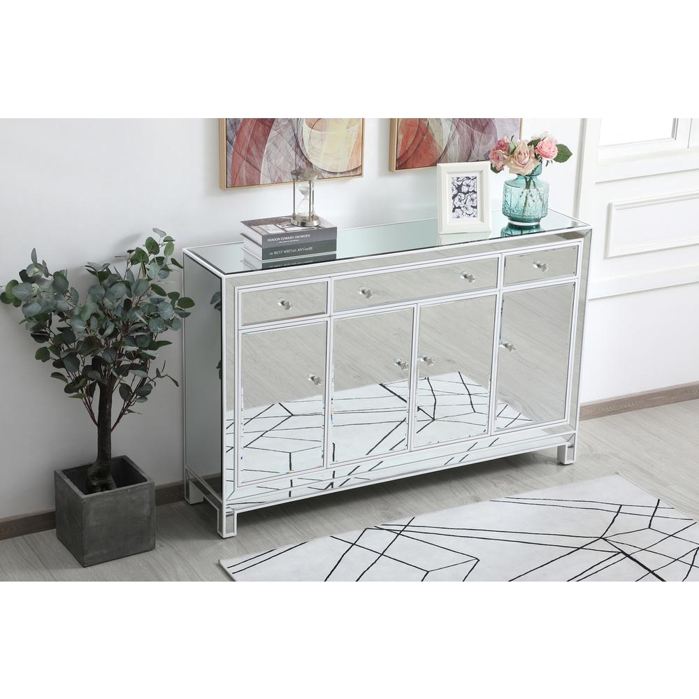 56 inch mirrored credenza in white. Picture 3