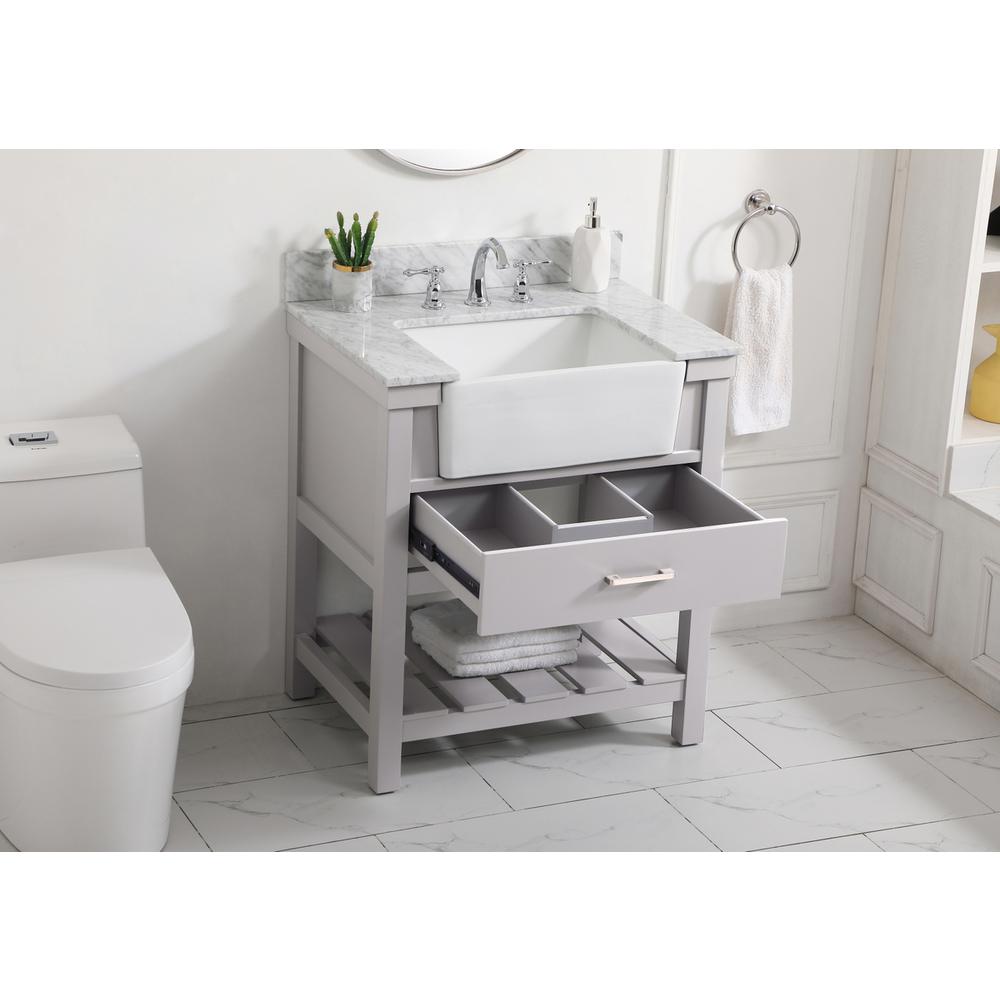 30 inch Single bathroom vanity in grey with backsplash. Picture 3