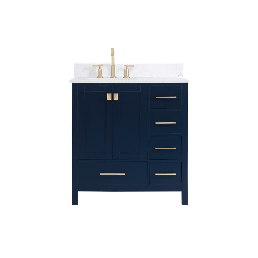 32 inch Single Bathroom Vanity in Blue with Backsplash. Picture 1