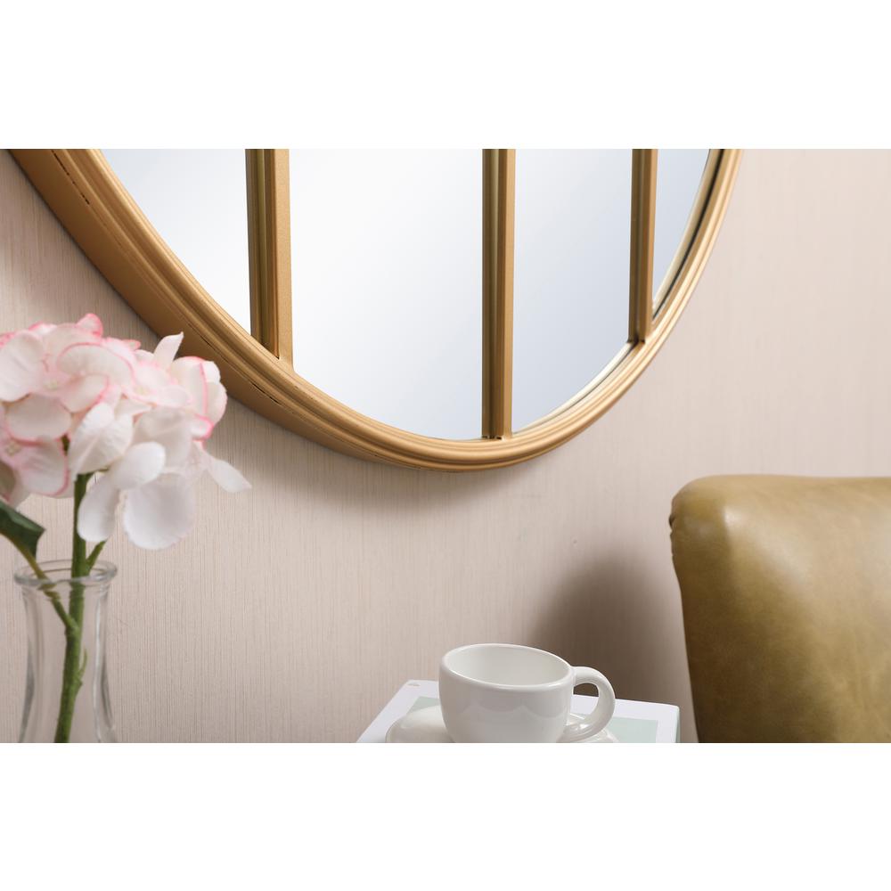 Metal windowpane mirror 36 inch x 36 inch in Brass. Picture 4