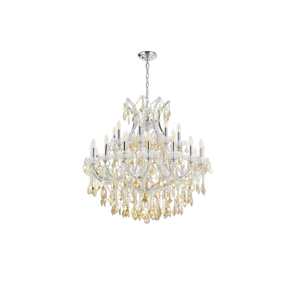 Maria Theresa 24 light Chrome Chandelier Golden Teak (Smoky) Royal Cut Crystal. Picture 6