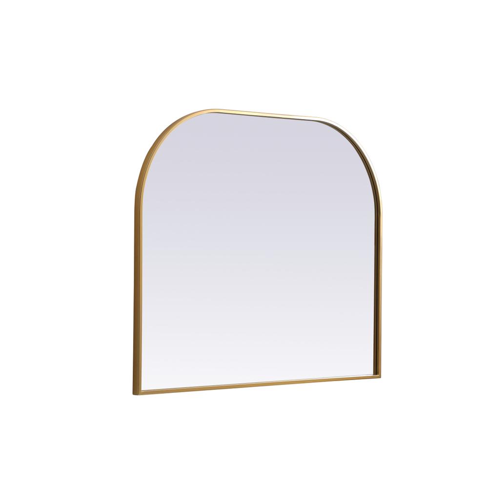 Metal Frame Arch Mirror 36x30 Inch in Brass. Picture 7