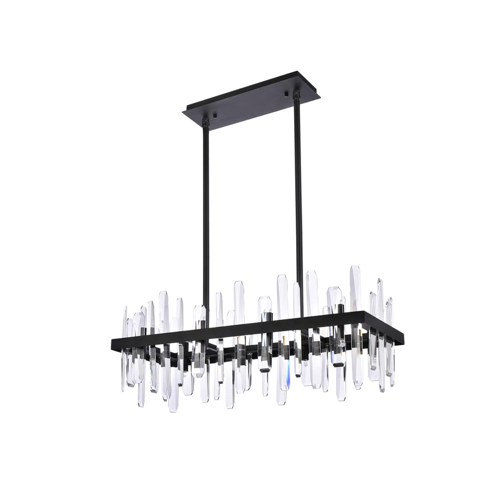 Serena 30 inch crystal rectangle chandelier in black. Picture 6