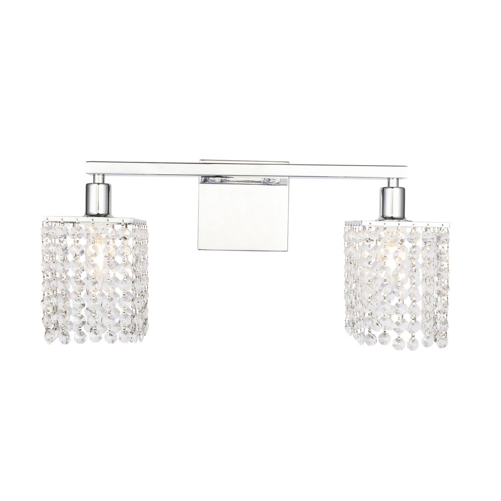Phineas 2 light Chrome and Clear Crystals wall sconce. Picture 1