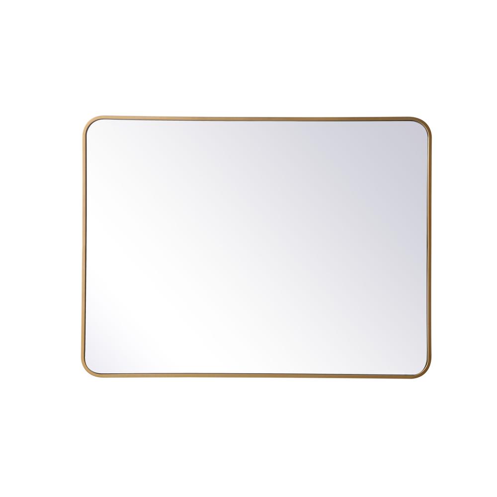 Soft corner metal rectangular mirror 30x40 inch in Brass. Picture 1