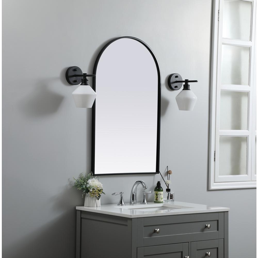 Metal Frame Arch Mirror 22x36 Inch in Black. Picture 2