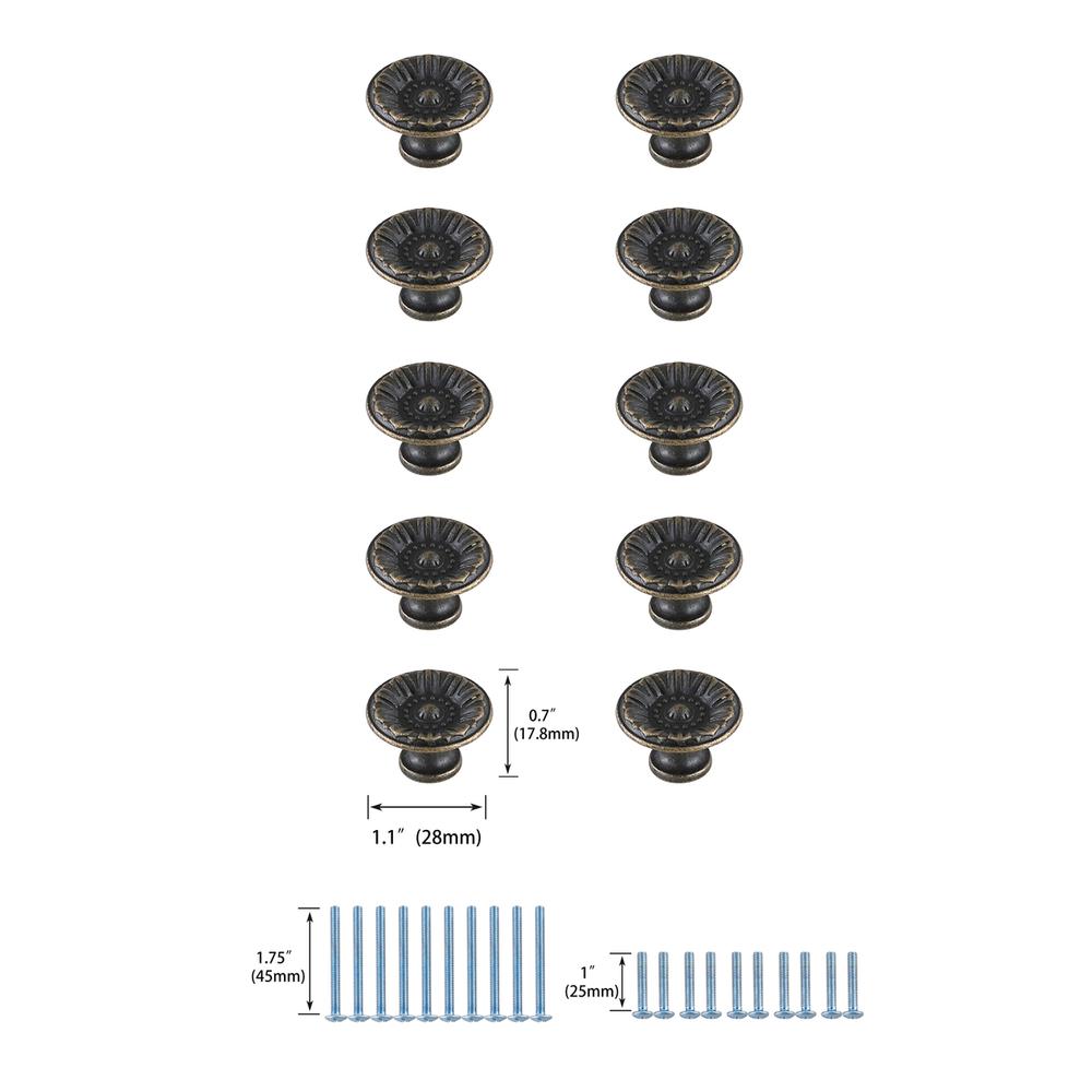 Corio 1.1" Diameter Antique Bronze Mushroom Knob Multipack (Set of 10). Picture 5