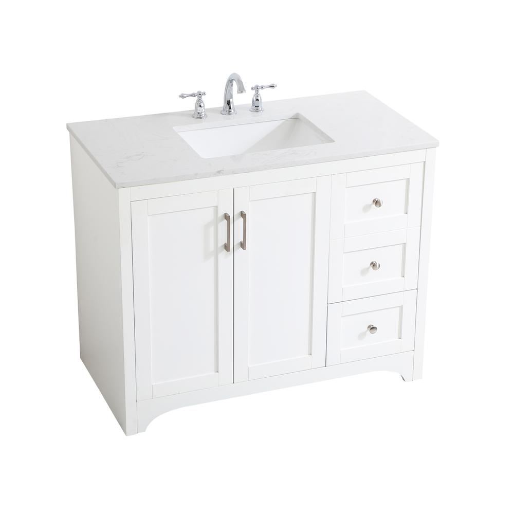 42 inch Single Bathroom Vanity in White. Picture 8
