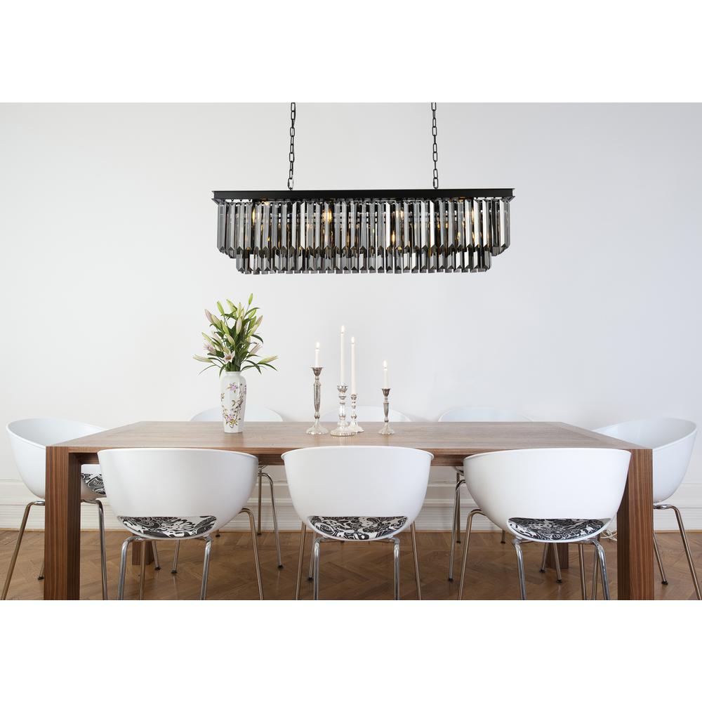 Sydney 12 light Matte Black Chandelier Silver Shade (Grey) Royal Cut Crystal. Picture 7