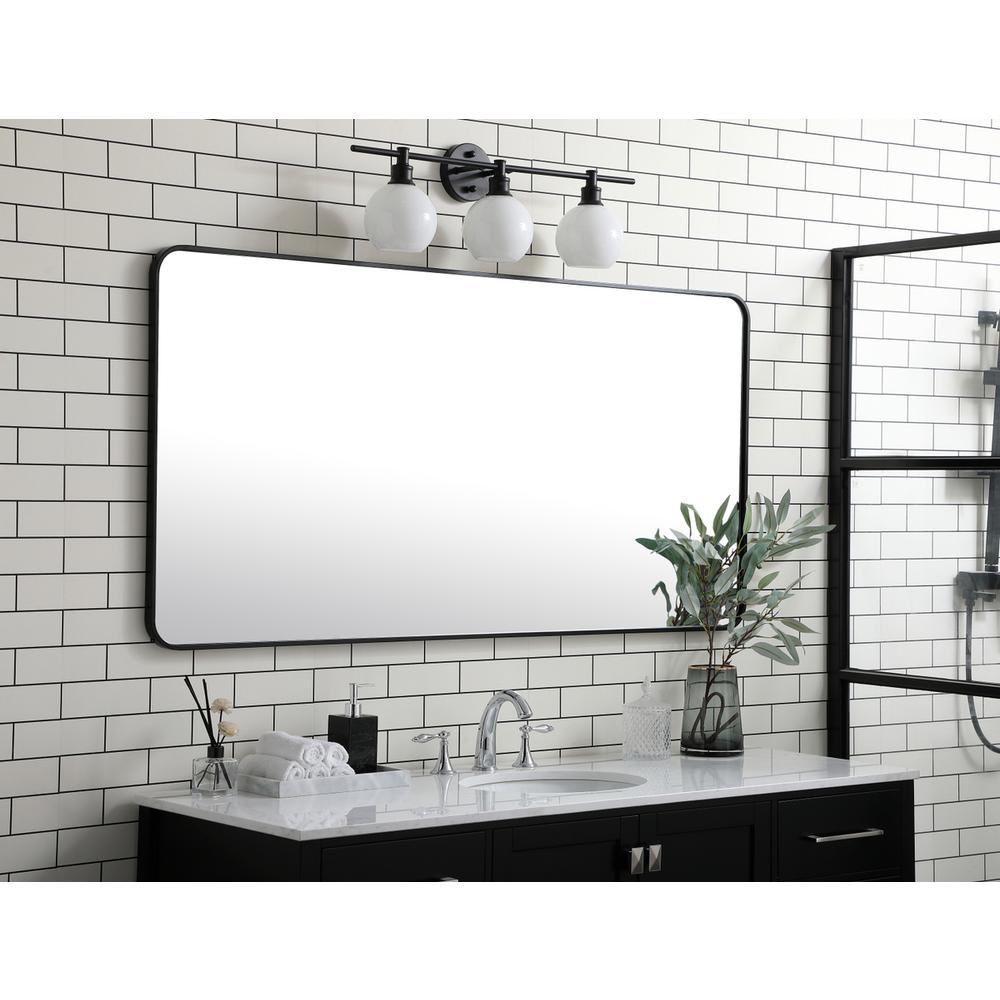 Soft corner metal rectangular mirror 30x60 inch in Black. Picture 2