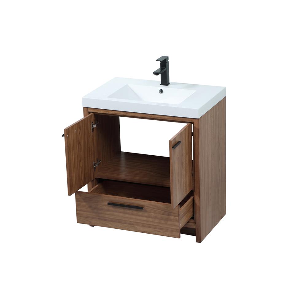 30 inch Single bathroom vanity in walnut brown. Picture 9