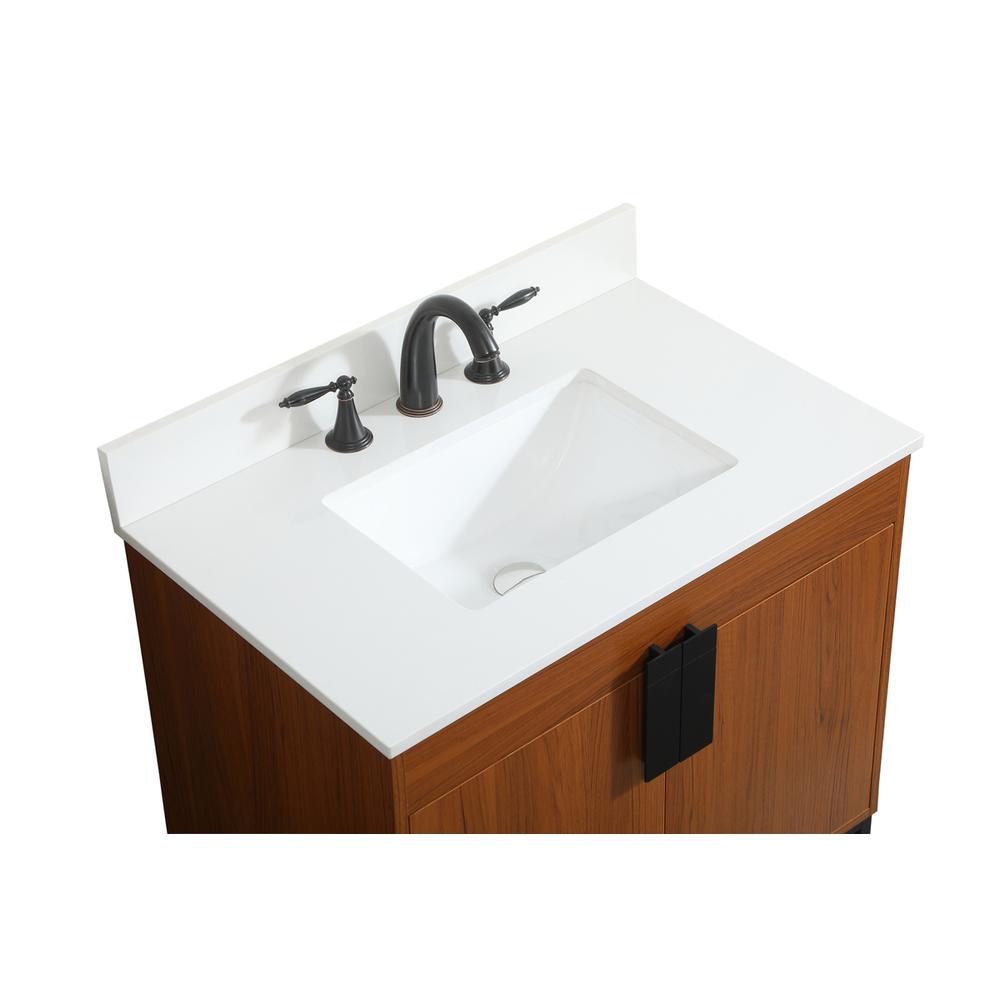 30 inch Single bathroom vanity in teak with backsplash. Picture 10
