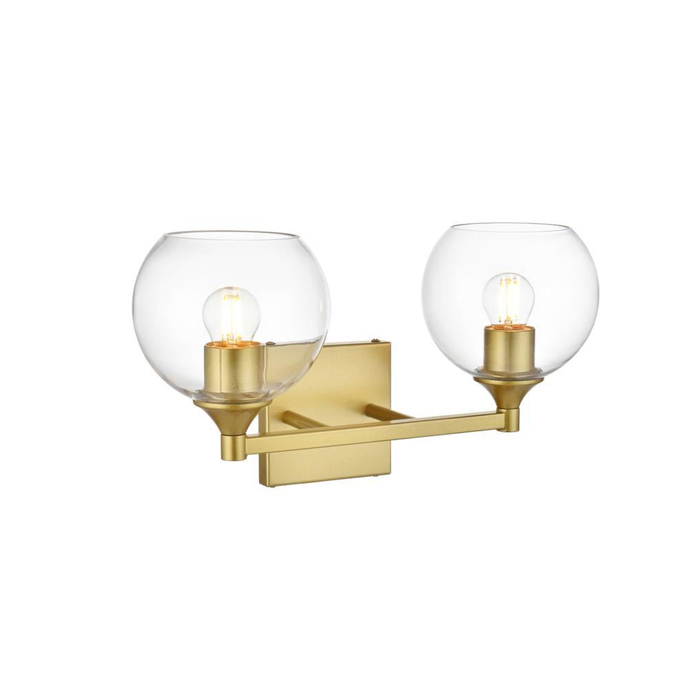Foster 2 light Brass and Clear Bath Sconce. Picture 3