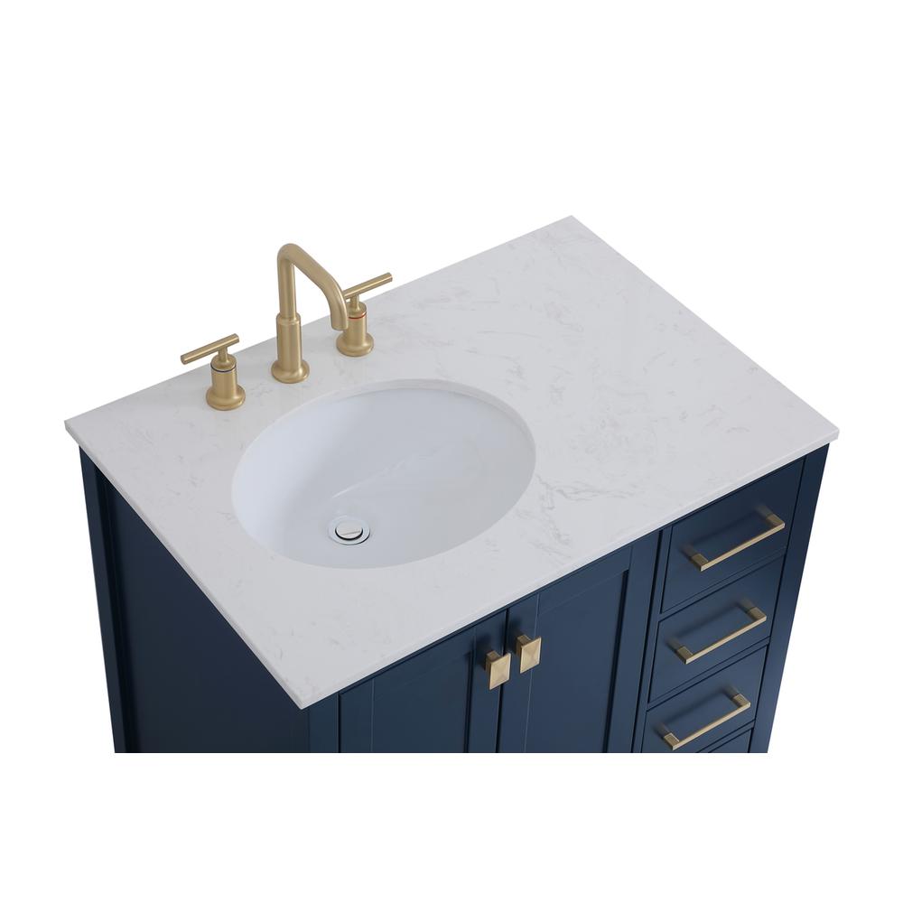 32 inch Single Bathroom Vanity in Blue. Picture 9