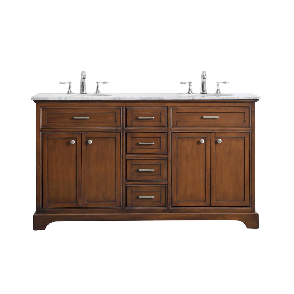 60 In. Double Bathroom Vanity Set In Teak. Picture 1