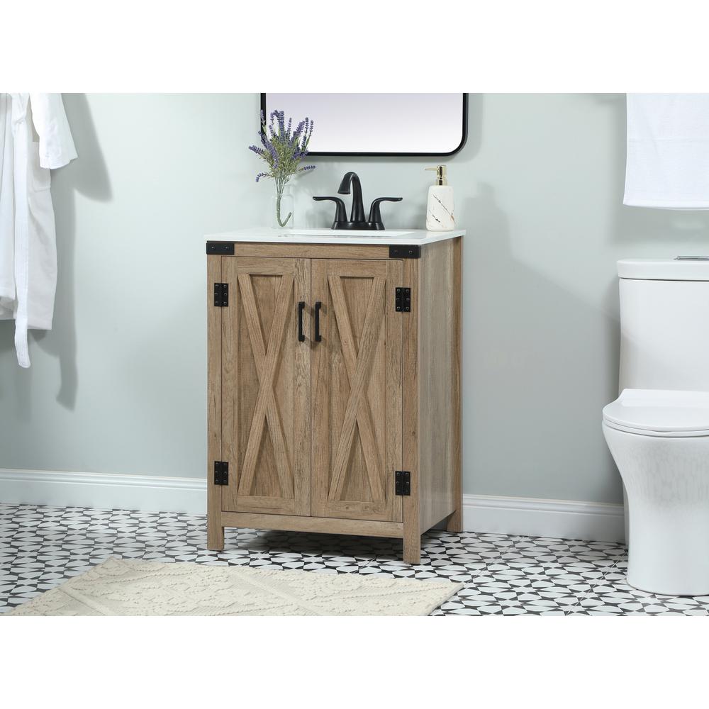 24 inch Single bathroom vanity in natural oak. Picture 2