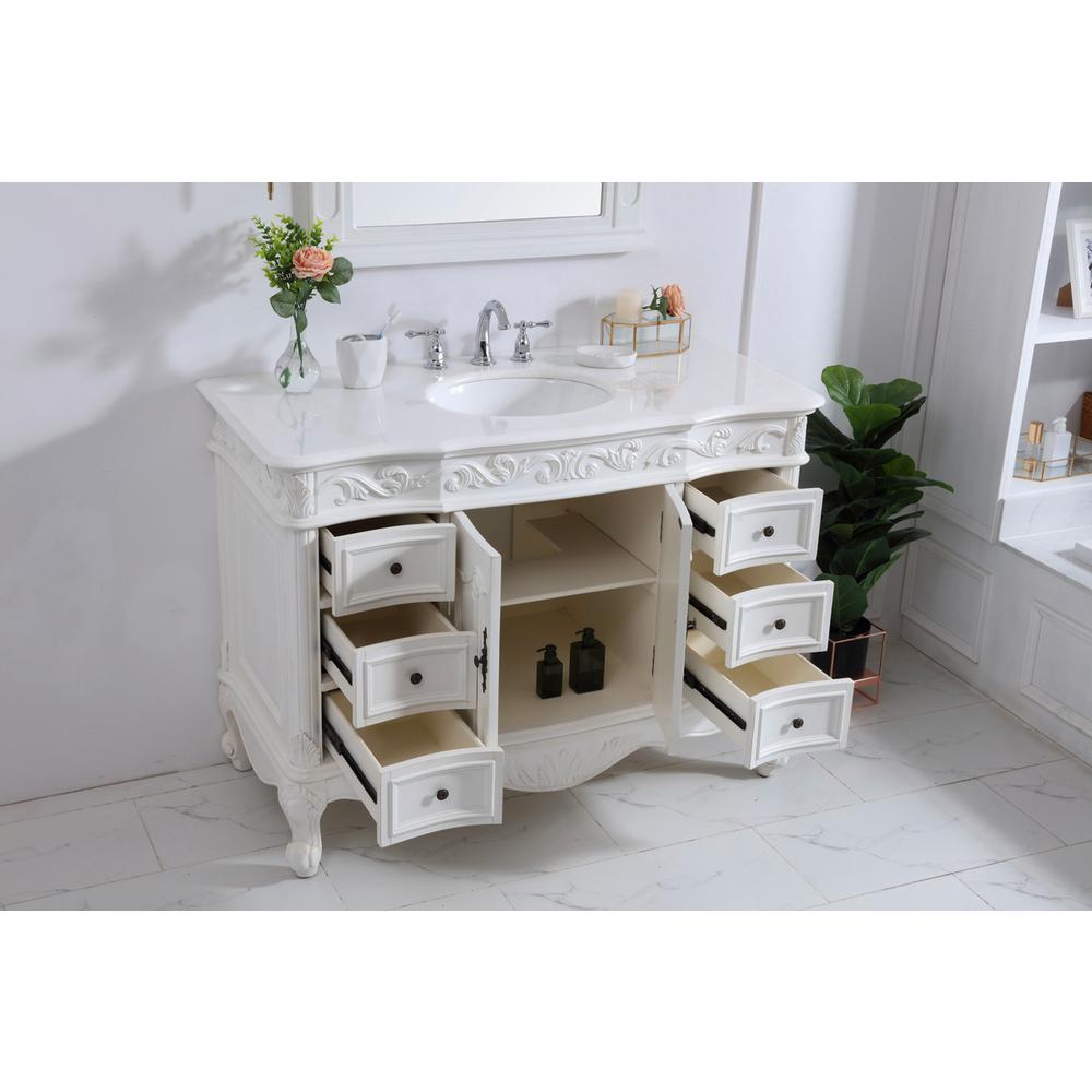48 inch Single Bathroom vanity in antique white. Picture 3