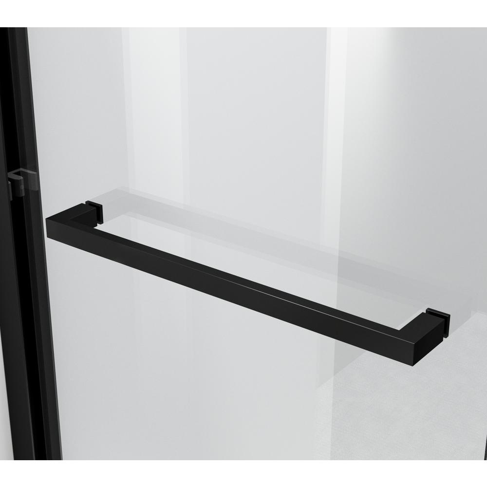 Semi-frameless tub door 60 x 60 Matte Black. Picture 8