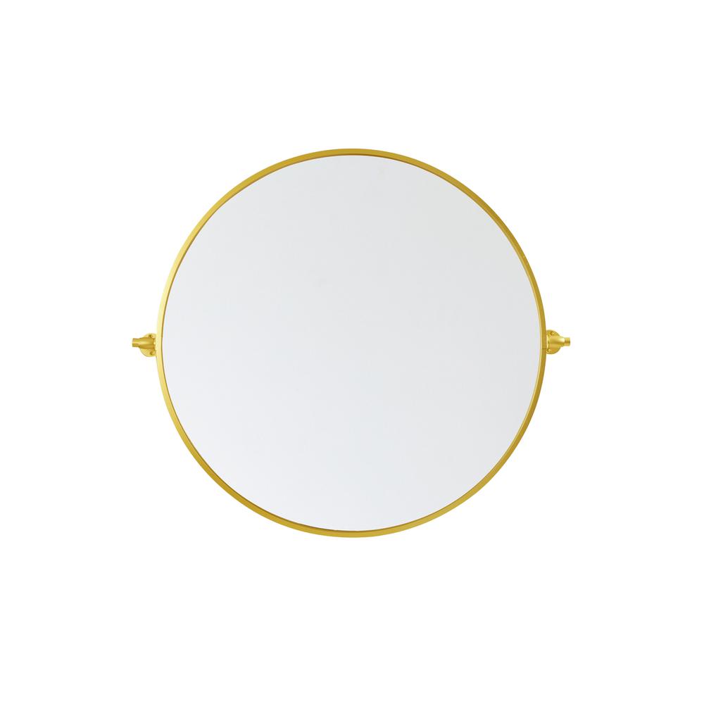 Round pivot mirror 30 inch in gold. Picture 1