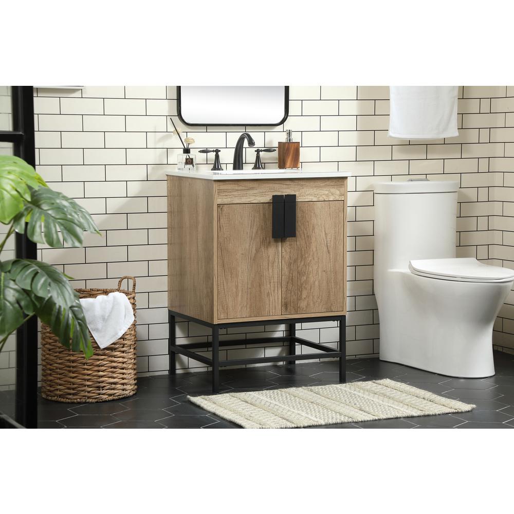 24 inch Single bathroom vanity in natural oak. Picture 2