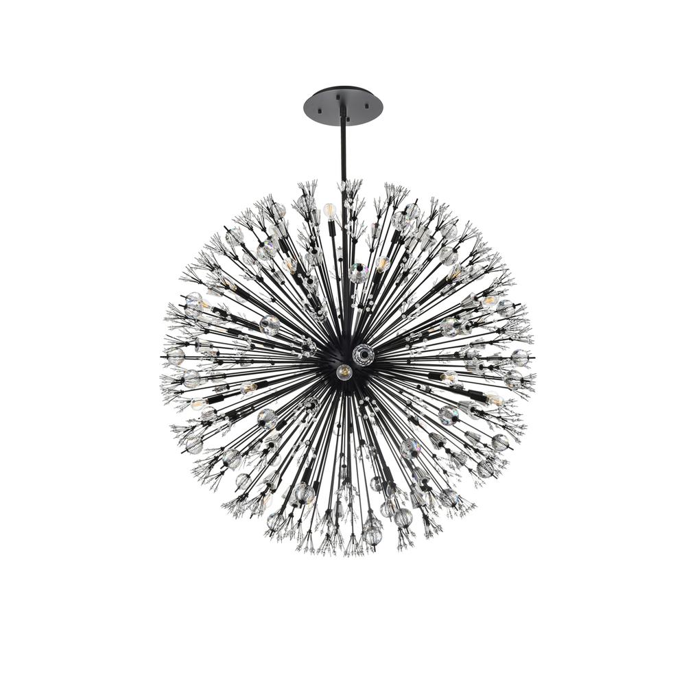 Vera 50 inch crystal starburst round pendant in black. Picture 6