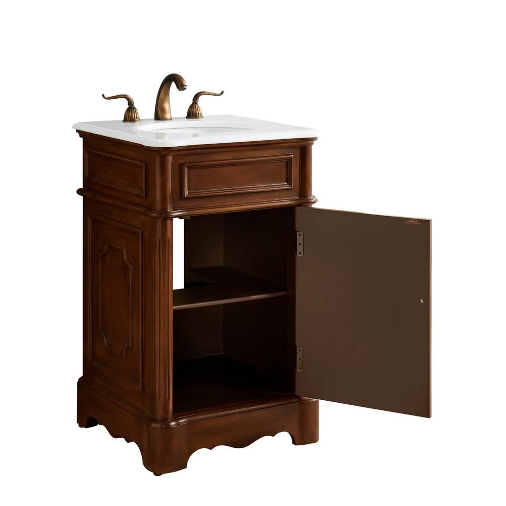 21 inch Single Bathroom vanity in Teak with ivory white engineered marble. Picture 6
