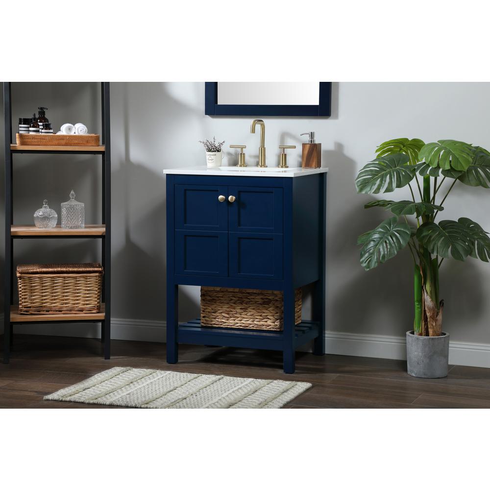 24 inch Single bathroom vanity in blue. Picture 2