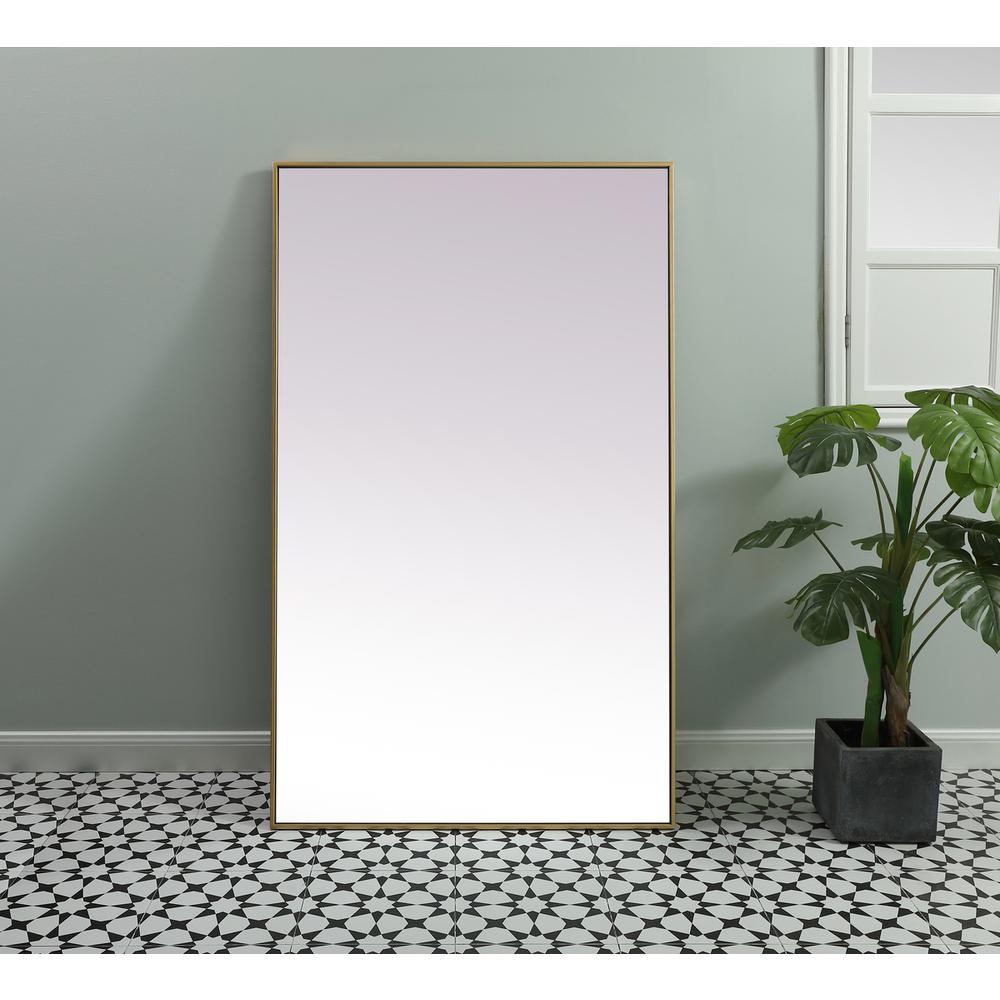 Metal Frame Rectangle Full Length Mirror 36x60 Inch in Brass. Picture 10