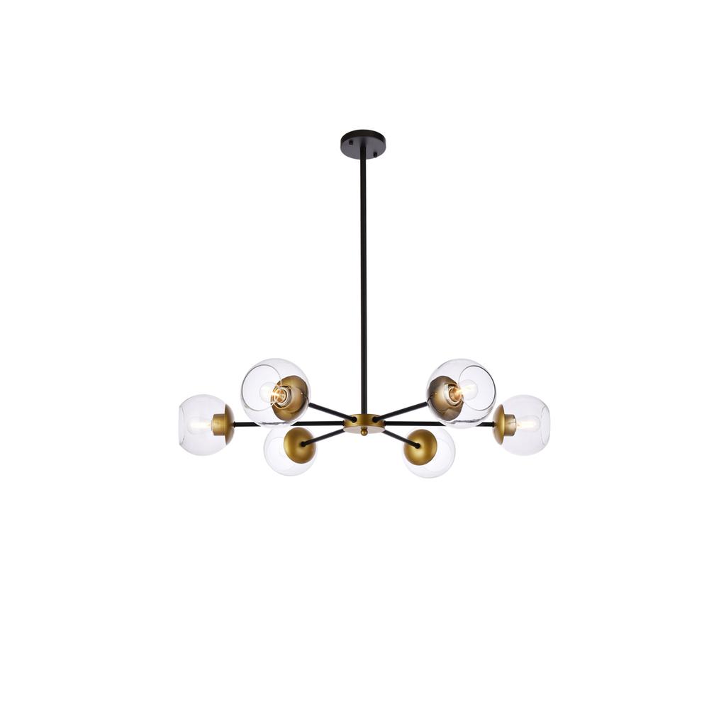 Briggs 36 inch pendant in black and brass with clear shade. Picture 1
