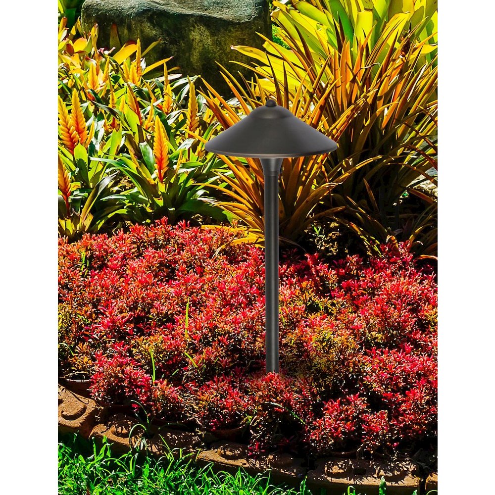 Outdoor 12V Cast Brass path light 9 inch Wide x 24 inch High in Dark Bronze. Picture 2
