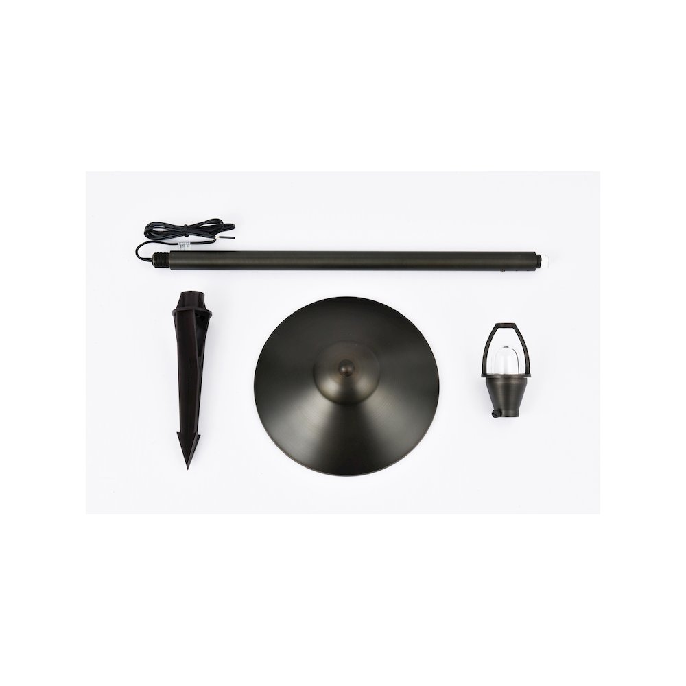 Outdoor 12V Cast Brass path light 9 inch Wide x 24 inch High in Dark Bronze. Picture 8