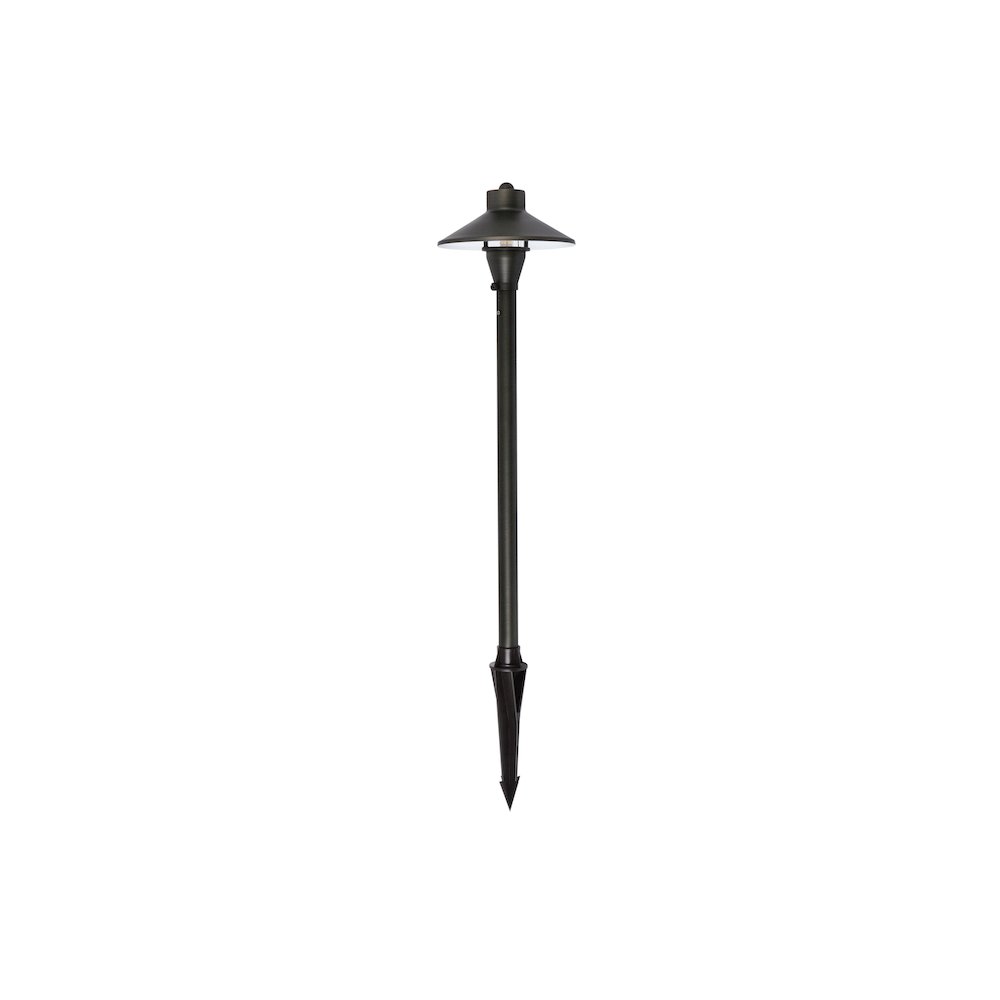 Outdoor 12V Cast Brass path light 7 inch Wide x 24 inch High in Dark Bronze. Picture 1