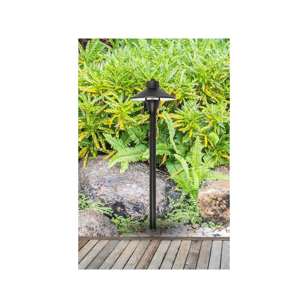 Outdoor 12V Cast Brass path light 7 inch Wide x 24 inch High in Dark Bronze. Picture 2