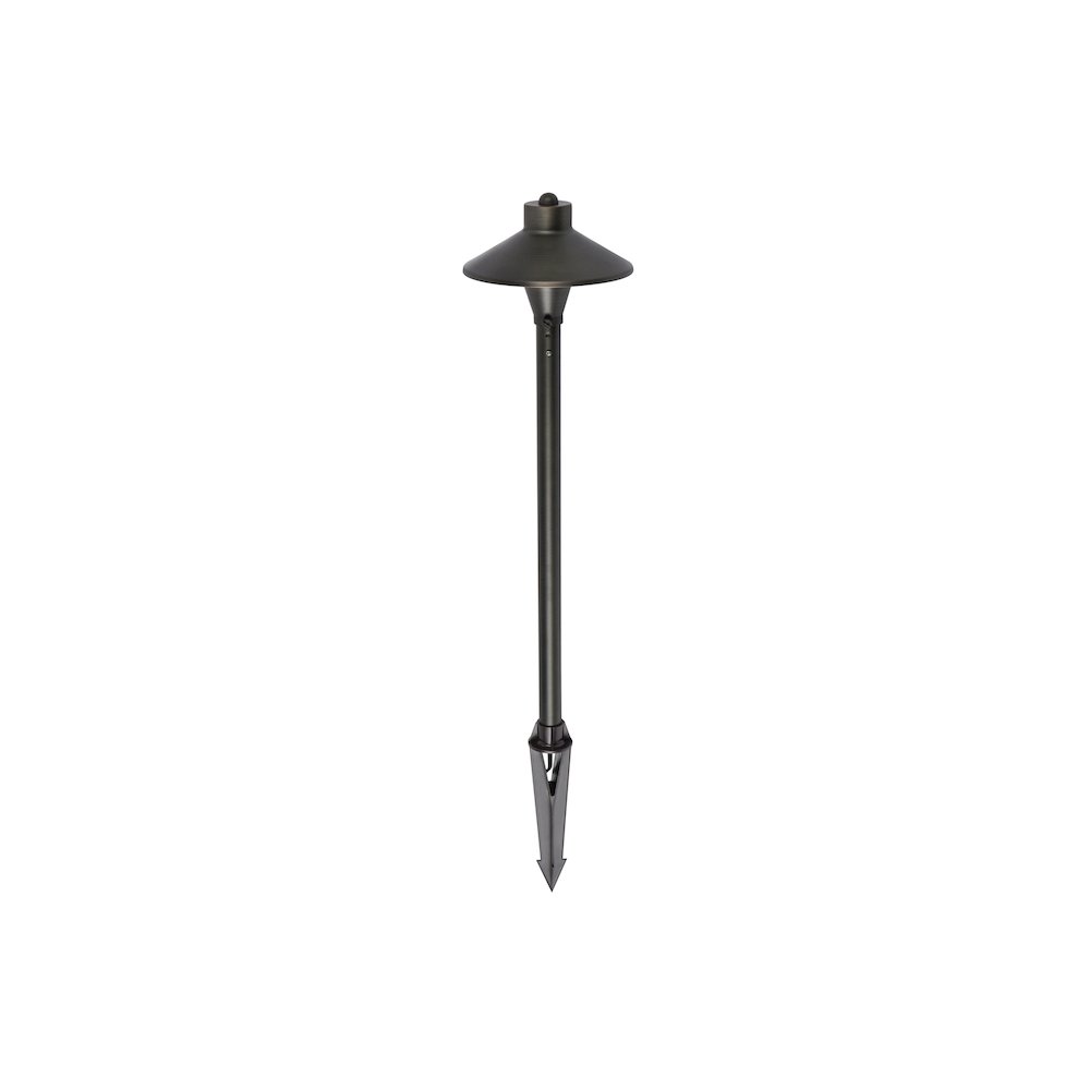 Outdoor 12V Cast Brass path light 7 inch Wide x 24 inch High in Dark Bronze. Picture 3