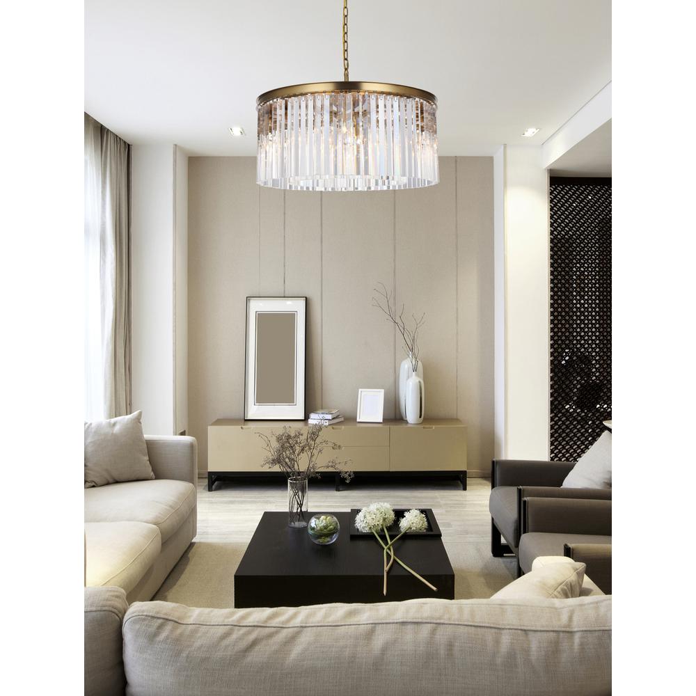 Sydney 31.5 inch round crystal chandelier in satin gold. Picture 8