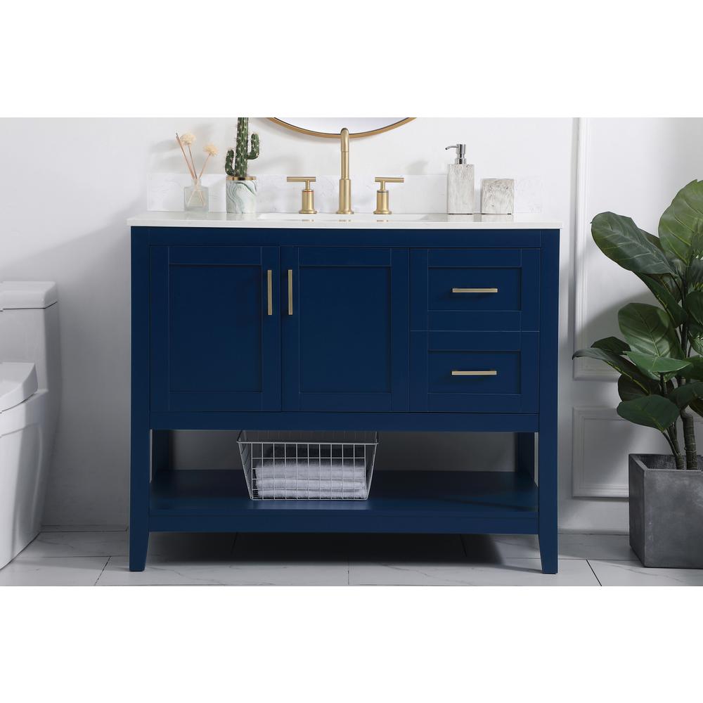 42 inch Single Bathroom Vanity in Blue with Backsplash. Picture 14